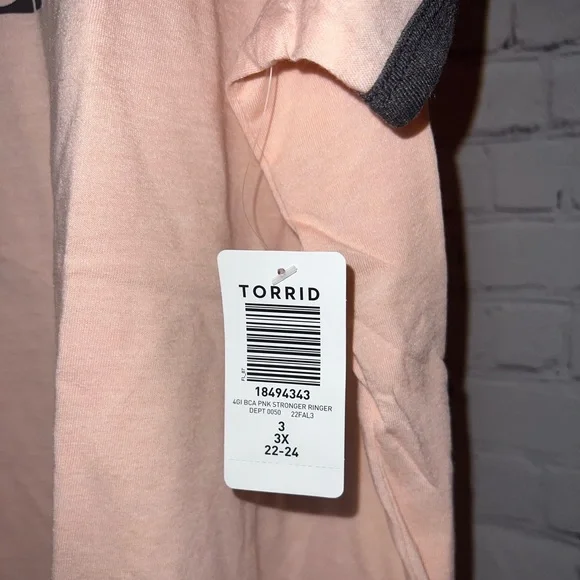 NWT Torrid Light Pink Cancer Awareness Graphic Crew Neck Tee, Size 3 - Picture 4 of 5